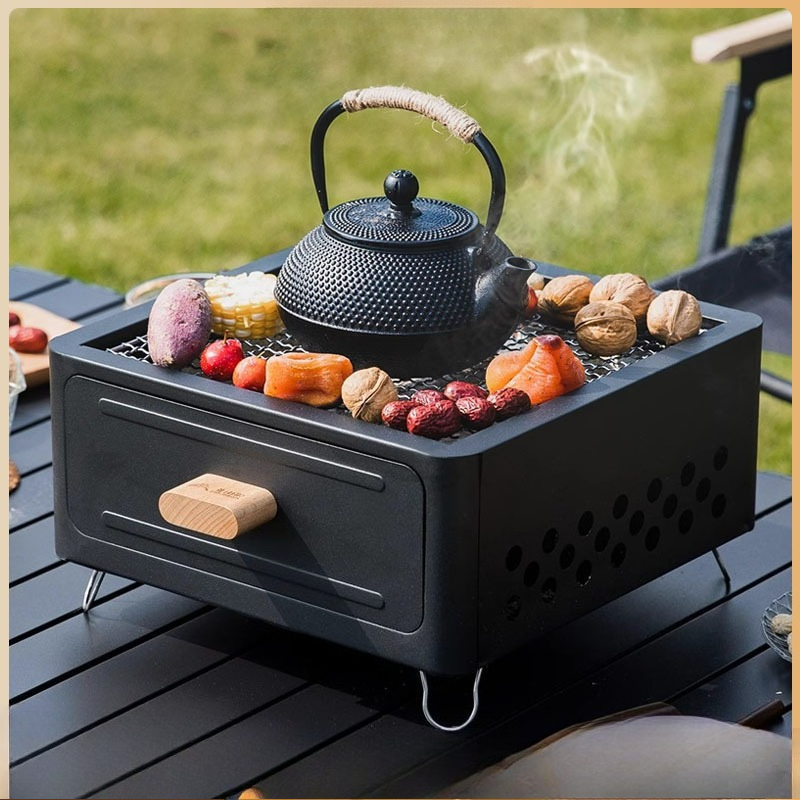 Outdoor Furniture - Tragbarer Holzkohlegrill mit quadratischem Gehäuse, ideal
