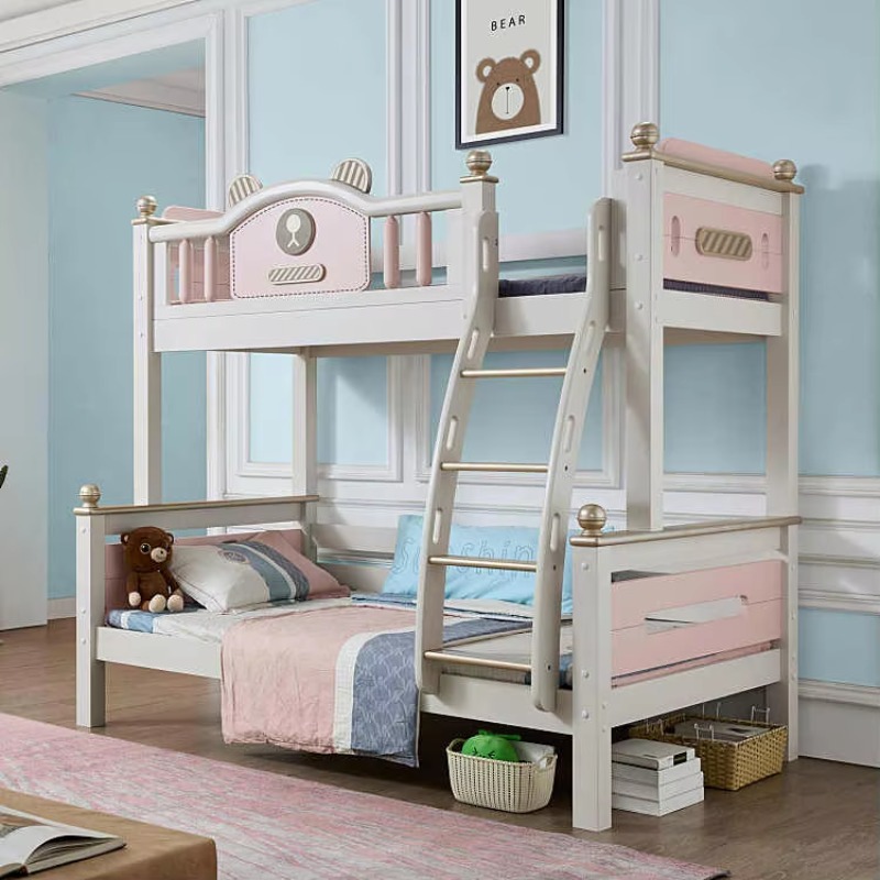 Bunk Bed With Stairs And Slide - Modernes Einfaches Massivholz Multifunktionales Etagenbett mit
