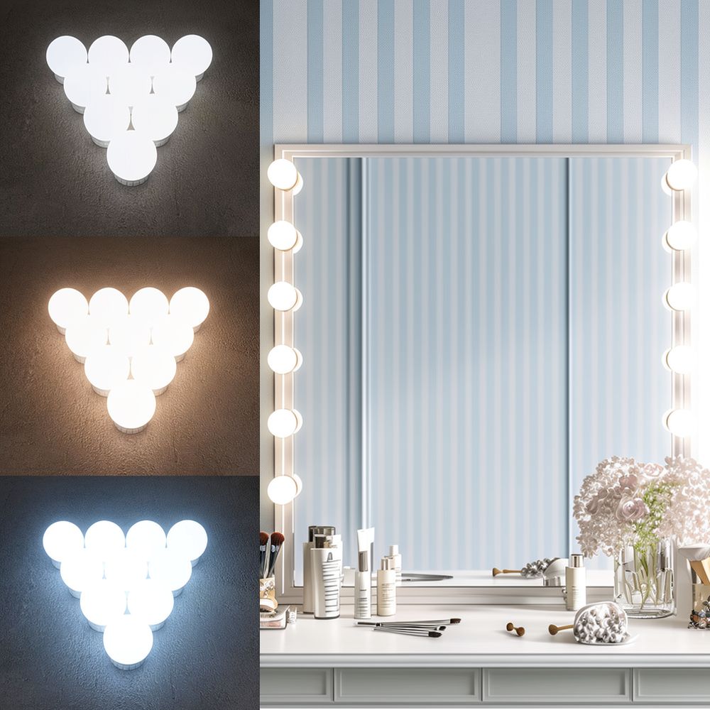 Dressing Table Vanity With Lighted Mirror - Dimmbare LED-Hollywood-Schminkspiegel-Leuchten, USB-betriebene Wandleuchte für Schminktisch,