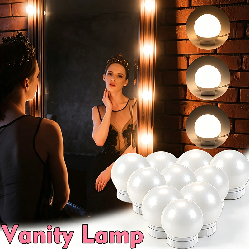 Dressing Table Vanity With Lighted Mirror - 10 LED-Spiegelleuchten-Set, Dimmbare Hollywood-Make-up-Wandlampe mit 3