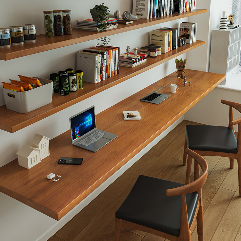 Bedroom Furniture - Nordischer Massivholz-Schreibtisch mit Bücherregal, Modernes Design,