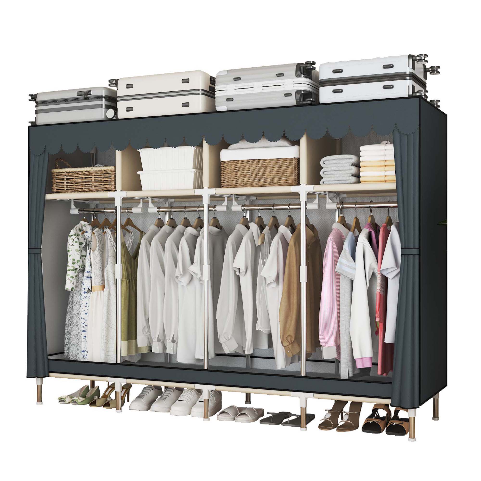 Wardrobe Closet Portable Fabric Cover - 79 Zoll breiter begehbarer Kleiderschrank mit
