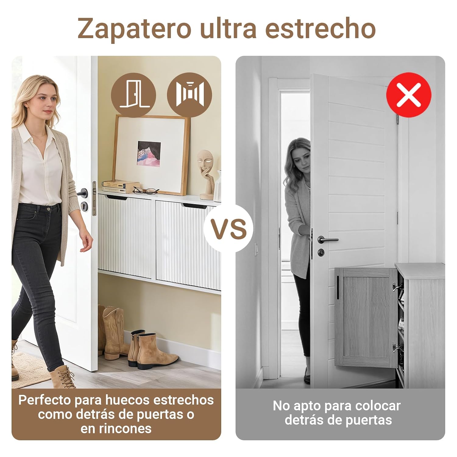 Shoe Rack Cabinet Narrow Entryway - Schmaler Schuhschrank zur Wandmontage, schmales Schuhregal
