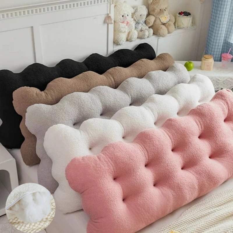 Headboard Cushion Backrest Tatami - 90x50x15cm Teddy-Fleece-Kopfteilkissen, Wolkenform, Bett-Rückenlehnenkissen, Nachttischkissen, Lesekissen,
