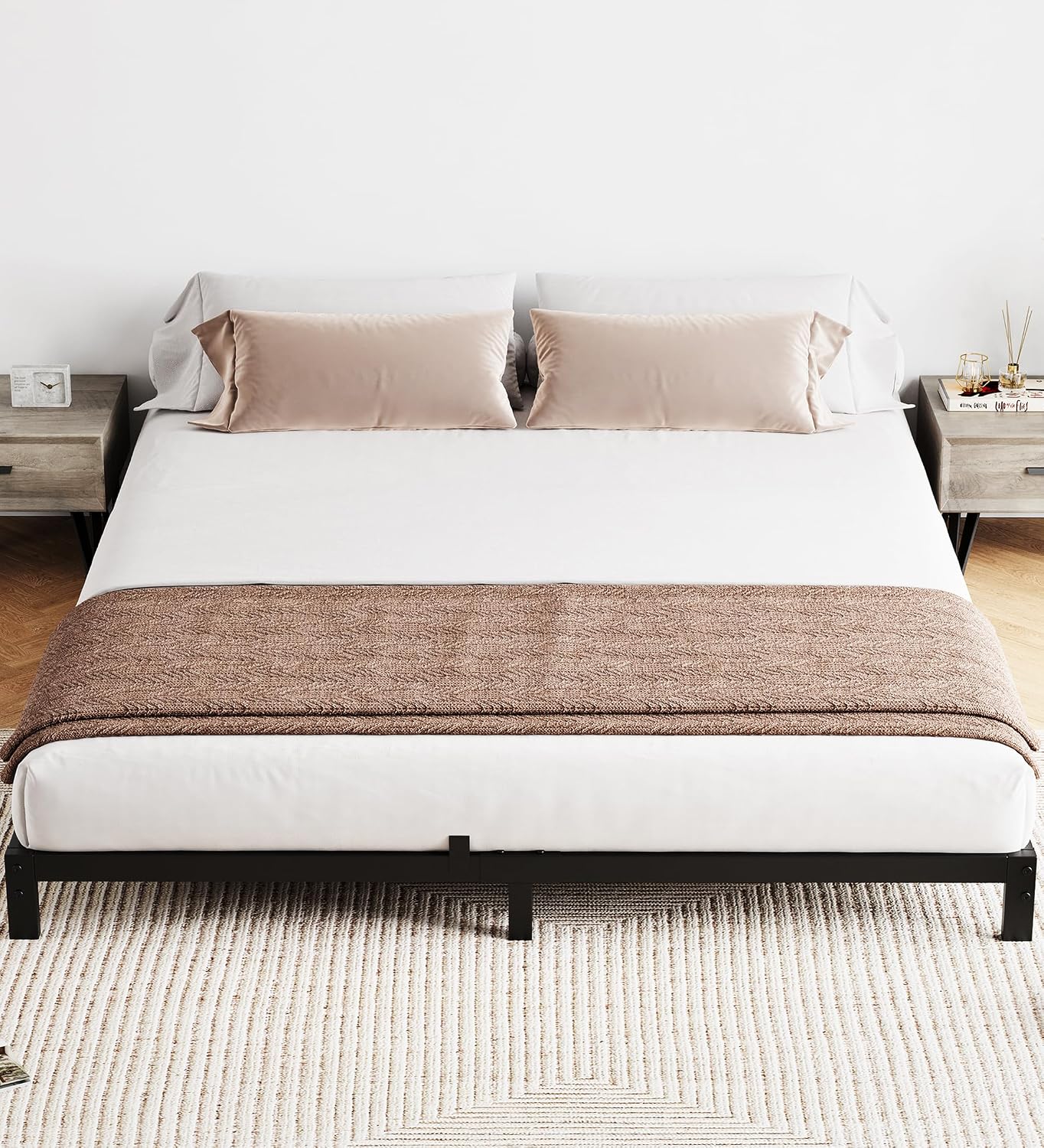 Canopy Bed Frame Metal Queen - 6-Zoll-Bettgestell aus robustem Metall für ein
