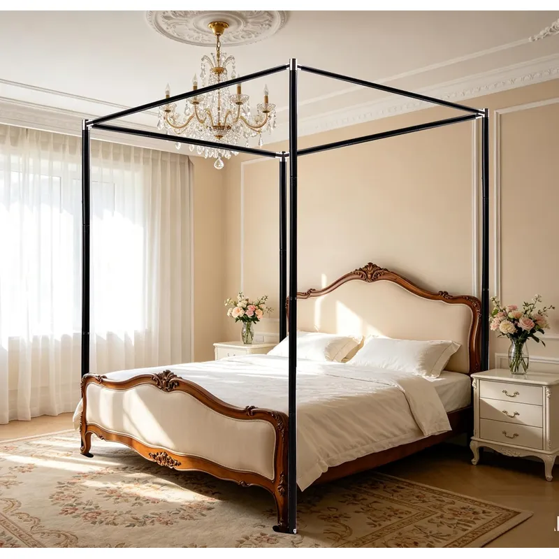 Edelstahl-Himmelbettgestell Qu – Canopy Bed Frame Metal Queen Bewertung und Preis