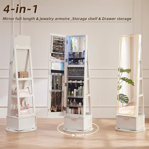 Geriffelt 360 °   Drehbarer Sc – Full Length Mirror Jewelry Armoire Bewertung und Preis
