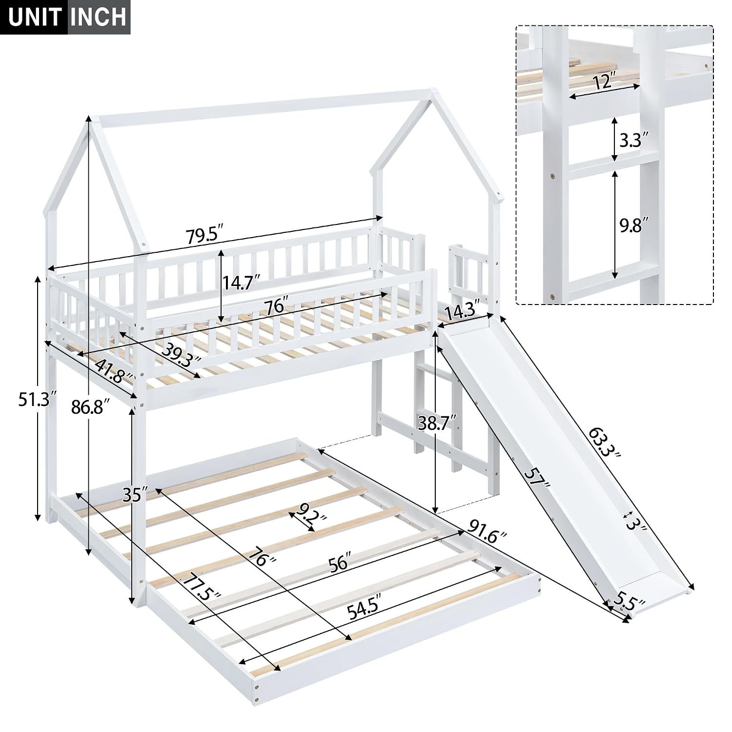 Hausförmiges Etagenbett mit Tr – Bunk Bed With Stairs And Slide Bewertung und Preis