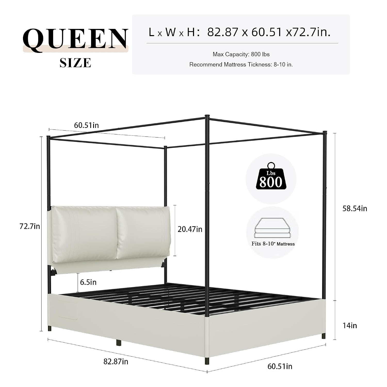 Queen-Size-Himmelbettgestell m – Canopy Bed Frame Metal Queen Bewertung und Preis
