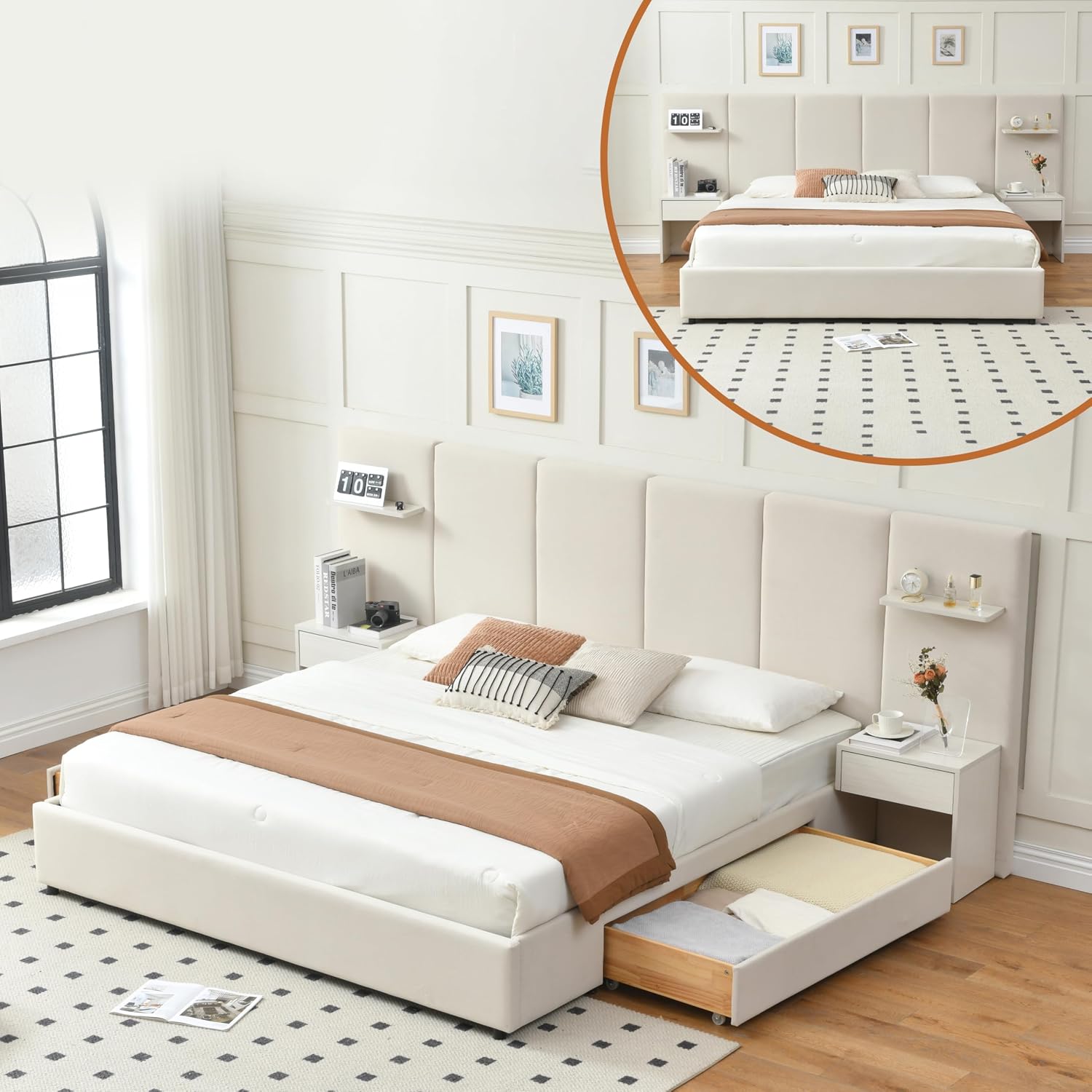 King-Size-Bettgestell mit Stau – King Size Bed Frame With Storage Drawers Bewertung und Preis