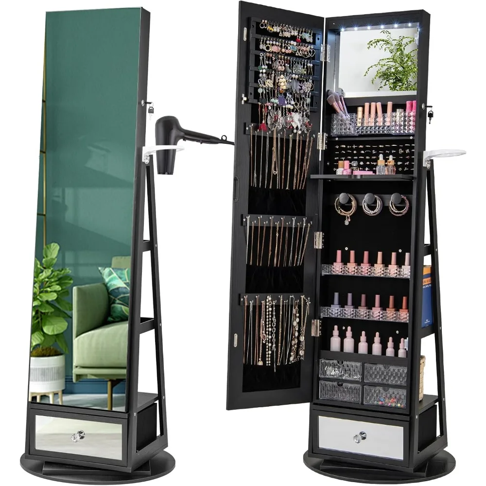 360 °   Drehbarer Schmuckschra – Full Length Mirror Jewelry Armoire Bewertung und Preis