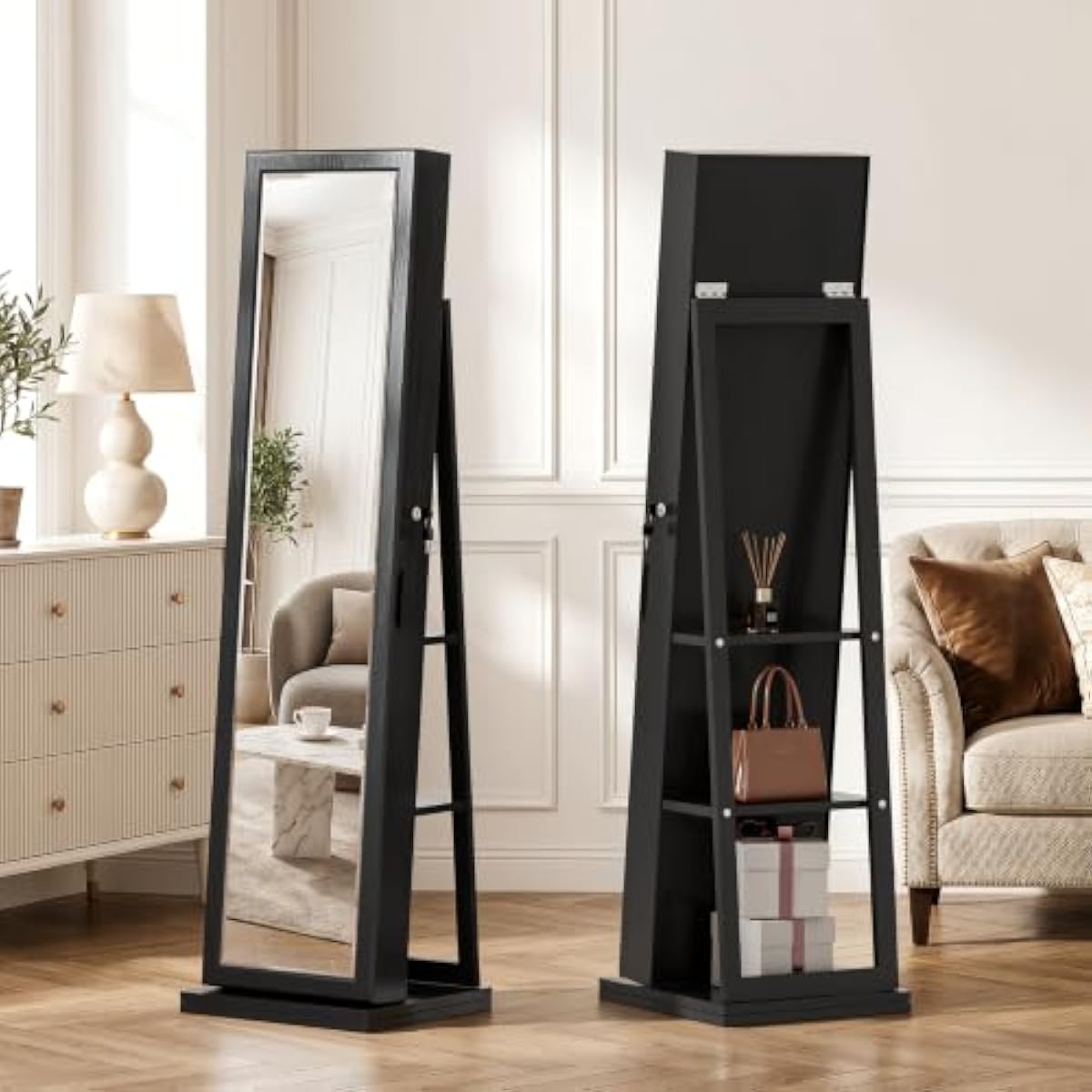 Eleganter schwarzer Schmucksch – Full Length Mirror Jewelry Armoire Bewertung und Preis