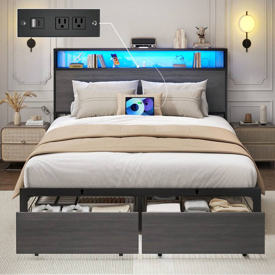 Queen- & Full-Bettgestell mit  – Canopy Bed Frame Metal Queen Bewertung und Preis