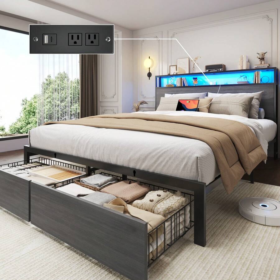 Queen- & Full-Bettgestell mit  – Canopy Bed Frame Metal Queen Bewertung und Preis