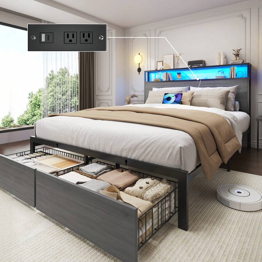 Queen- & Full-Bettgestell mit  – Canopy Bed Frame Metal Queen Bewertung und Preis