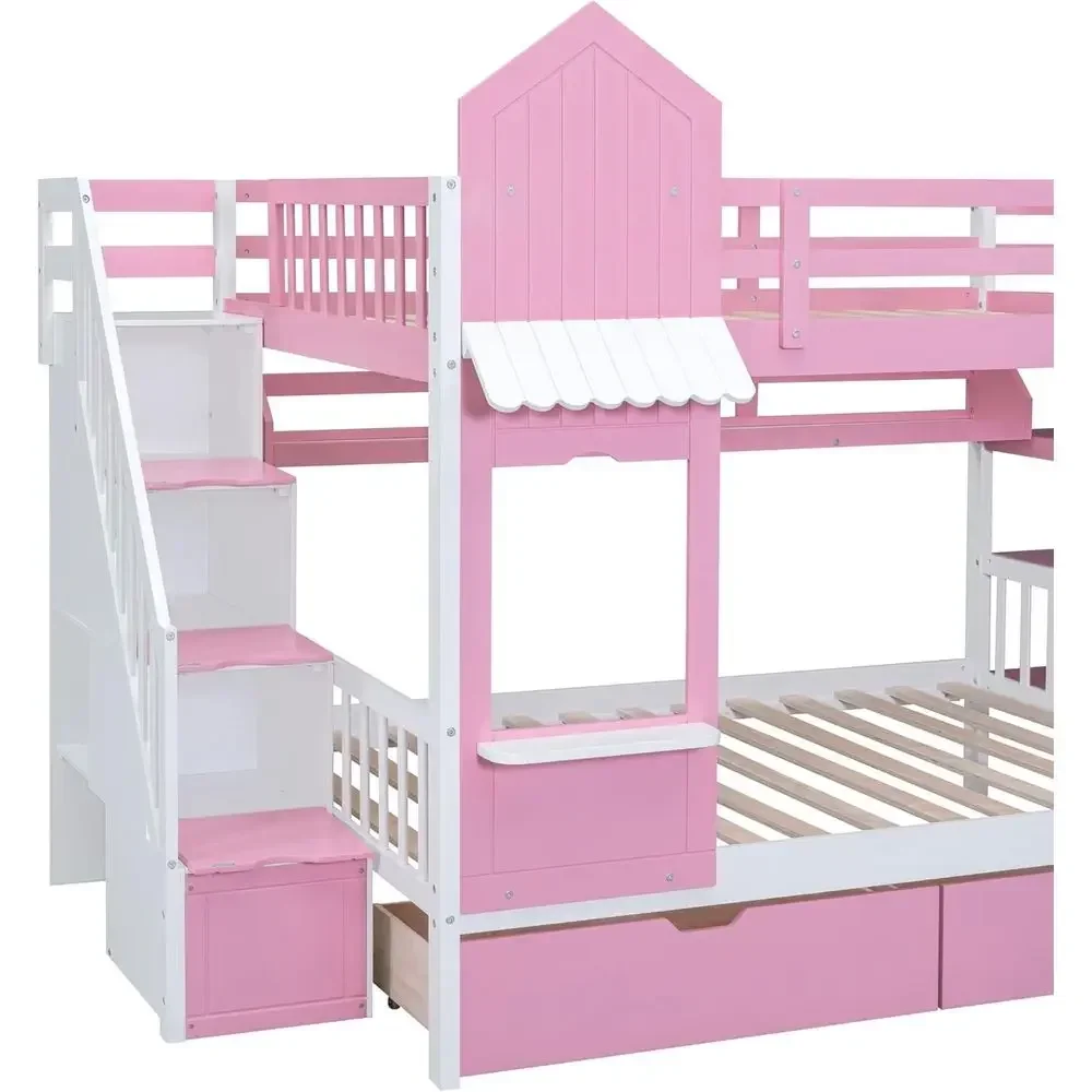 Kinder-Etagenbett mit Treppe,  – Bunk Bed With Stairs And Slide Bewertung und Preis