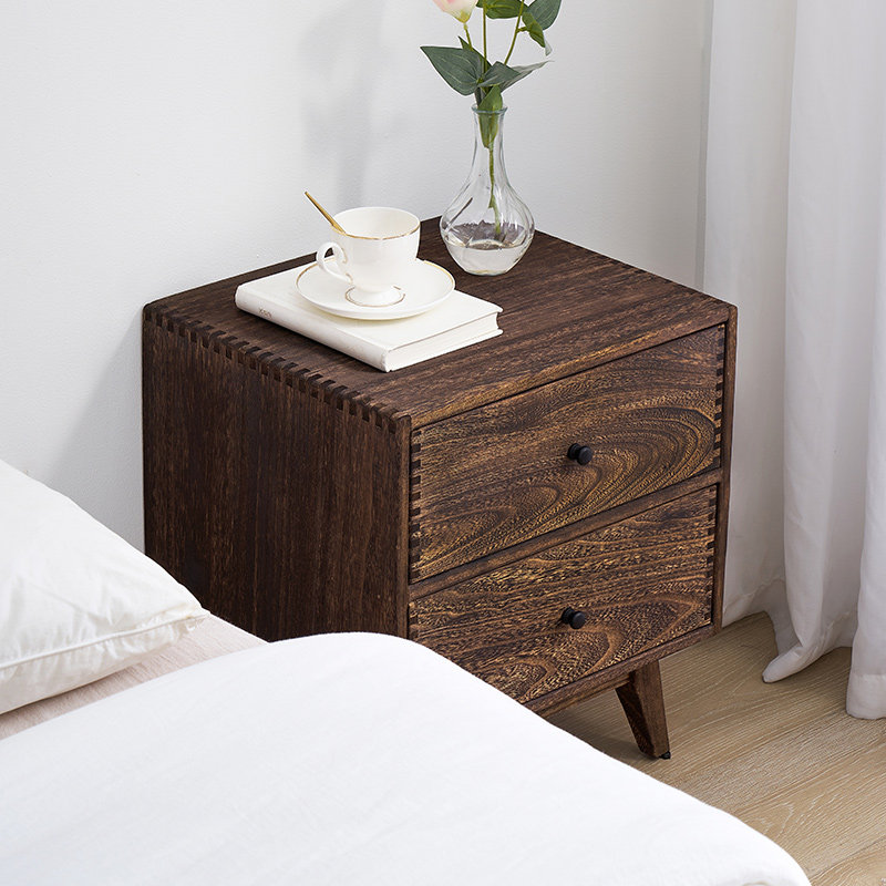 Retro Massivholz Schlafzimmer  – Solid Wood Nightstand 2 Drawers Bewertung und Preis