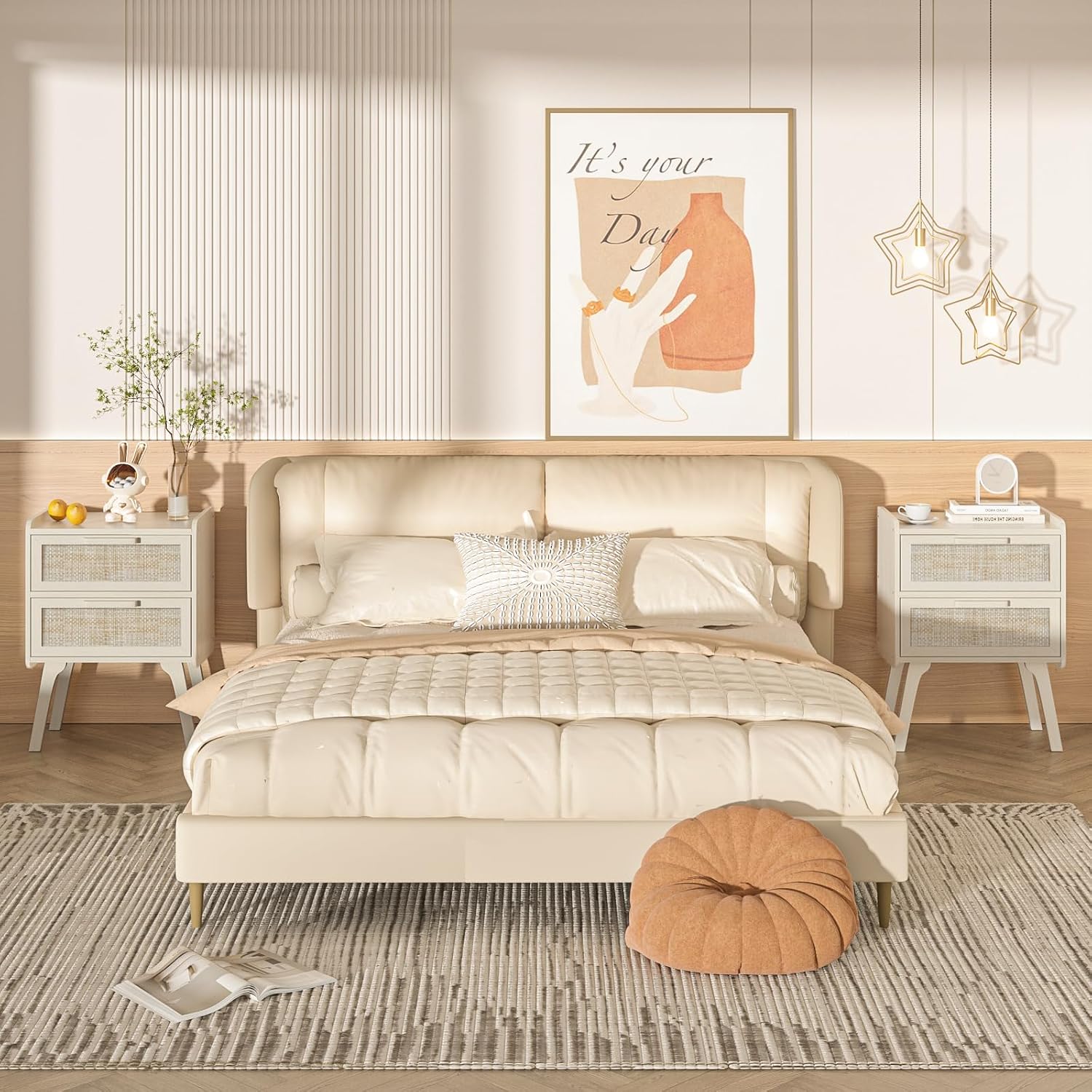 Rattan-Nachttisch-Set mit 2 Sc – Solid Wood Nightstand 2 Drawers Bewertung und Preis