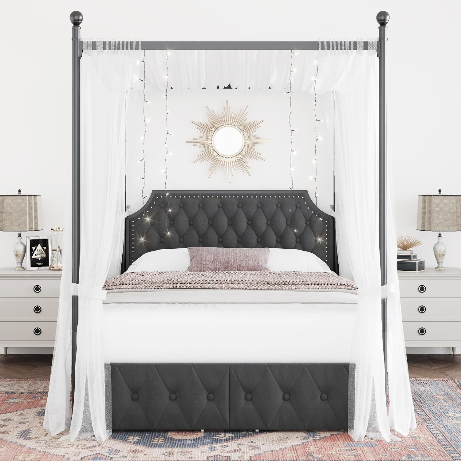 Queen-Size-Himmelbett mit Stau – Canopy Bed Frame Metal Queen Bewertung und Preis
