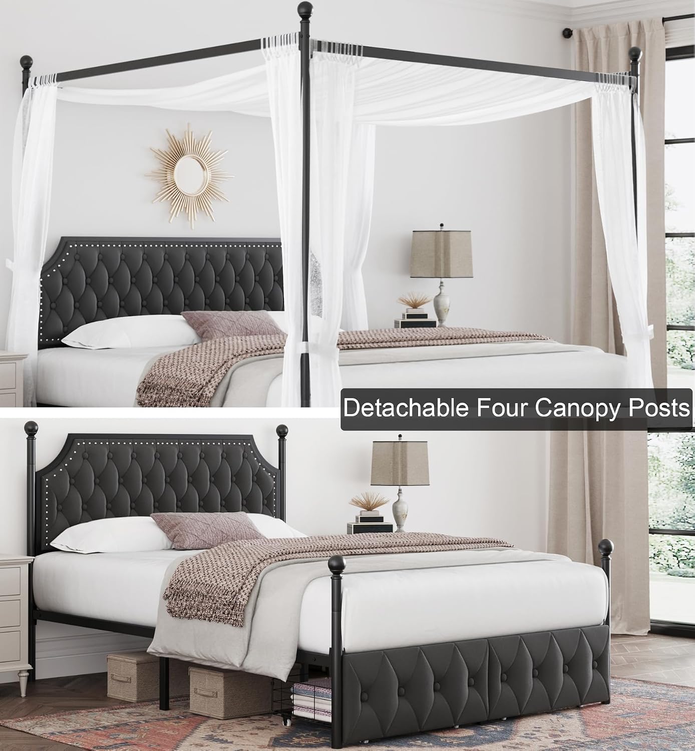 Queen-Size-Himmelbett mit Stau – Canopy Bed Frame Metal Queen Bewertung und Preis
