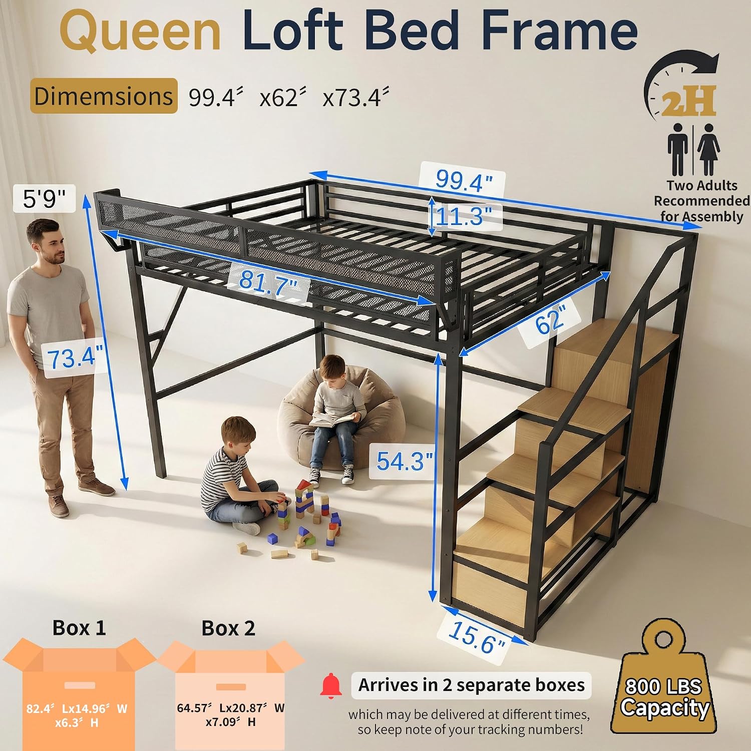 Queen-Size Hochbett mit Treppe – Canopy Bed Frame Metal Queen Bewertung und Preis