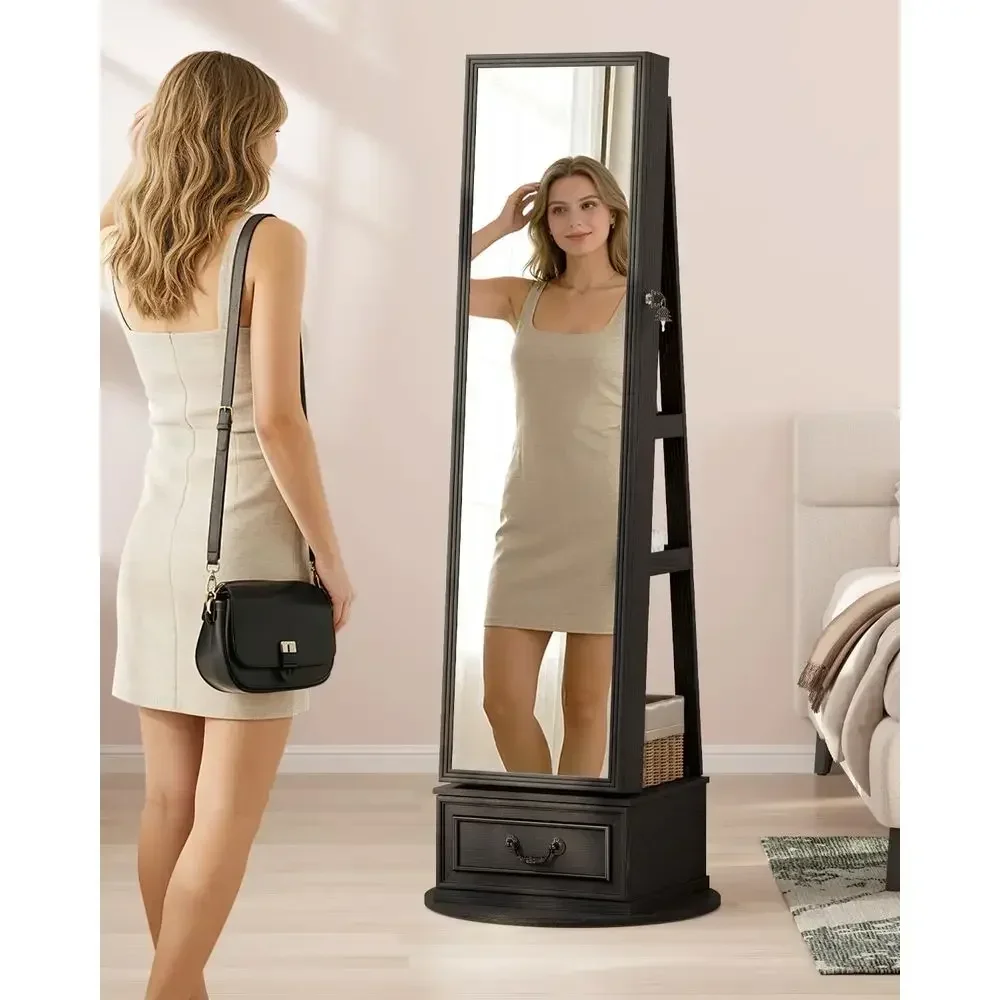 360 °   Drehbarer, abschließba – Full Length Mirror Jewelry Armoire Bewertung und Preis