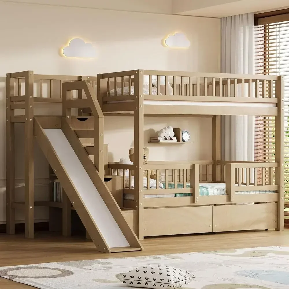 Doppelstockbett aus Holz mit R – Bunk Bed With Stairs And Slide Bewertung und Preis