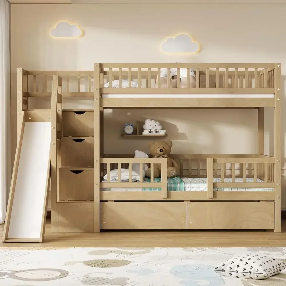 Doppelstockbett aus Holz mit R – Bunk Bed With Stairs And Slide Bewertung und Preis