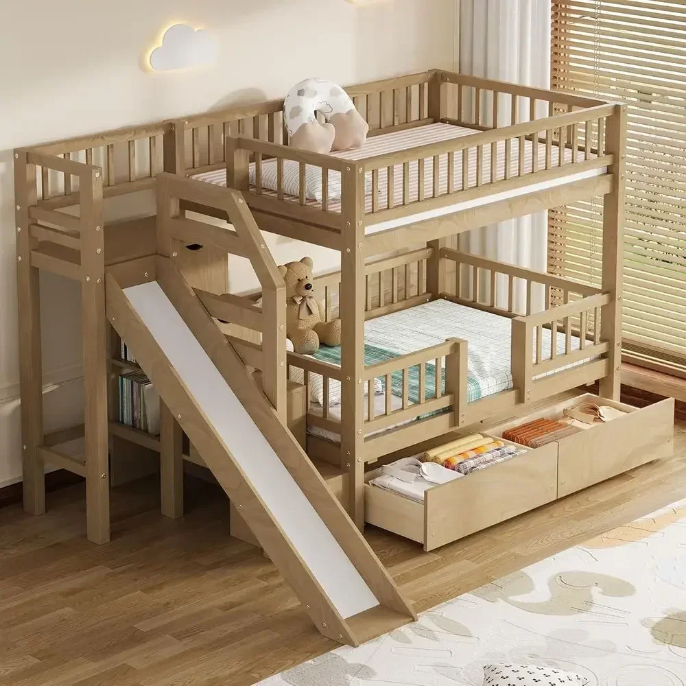 Doppelstockbett aus Holz mit R – Bunk Bed With Stairs And Slide Bewertung und Preis
