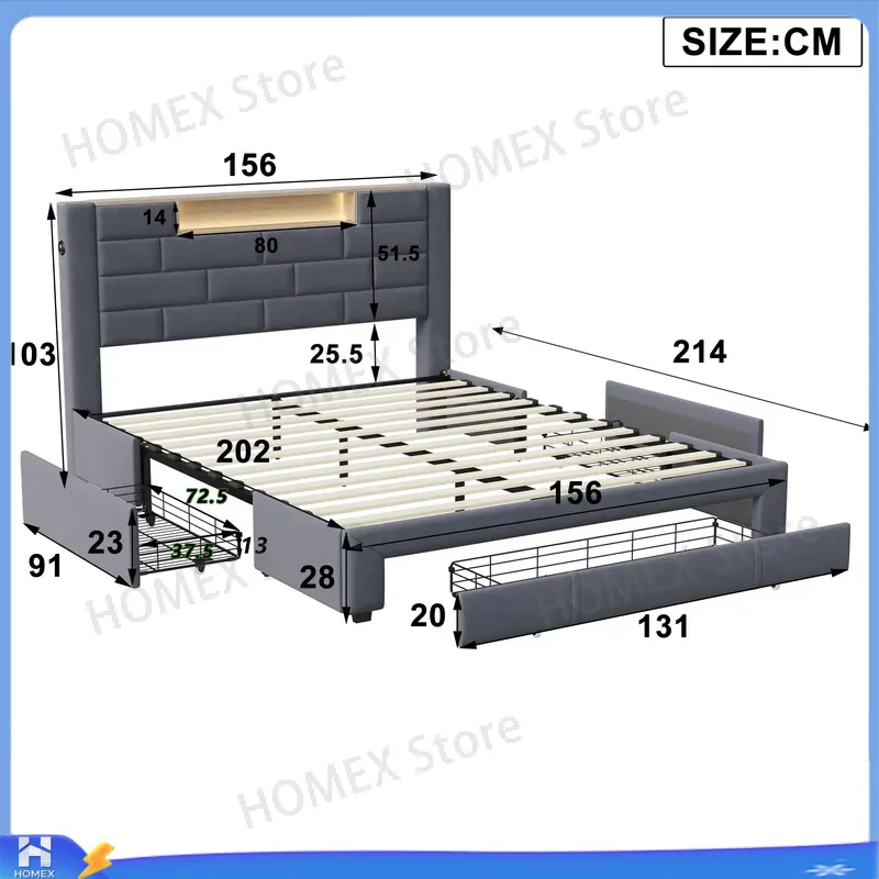 5FT Doppelbettgestell mit Stau – Gas Lift Storage Bed Hydraulic Bewertung und Preis