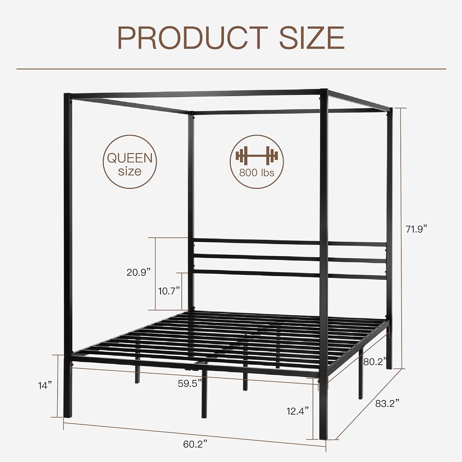 Queen-Size Metall-Himmelbettge – Canopy Bed Frame Metal Queen Bewertung und Preis