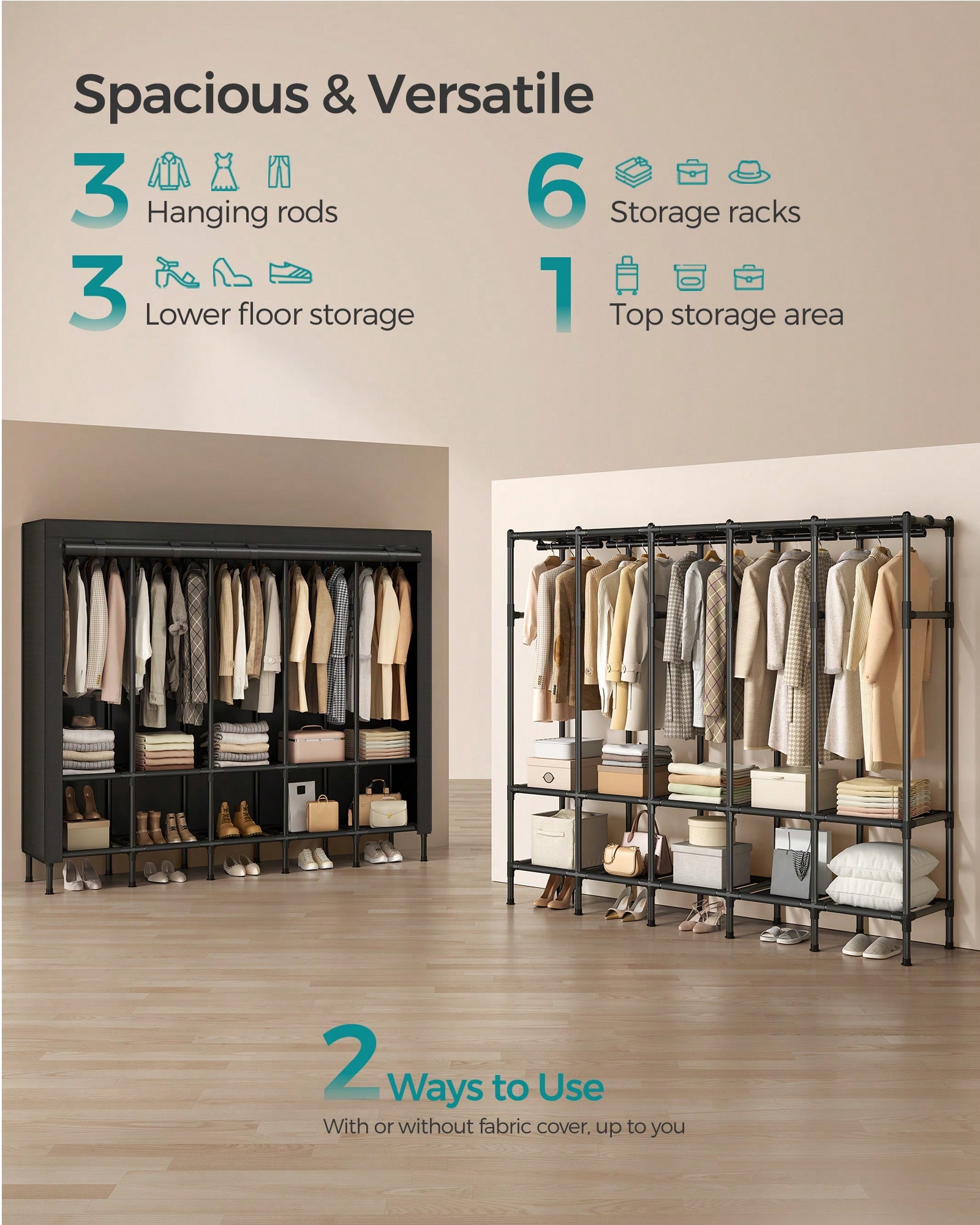 Robuster tragbarer Kleiderschr – Wardrobe Closet Portable Fabric Cover Bewertung und Preis