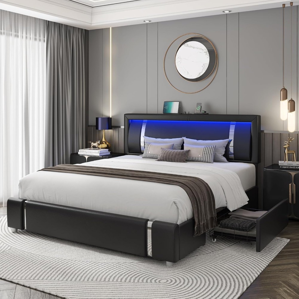 Modernes Queen-Size Polsterbet – Canopy Bed Frame Metal Queen Bewertung und Preis