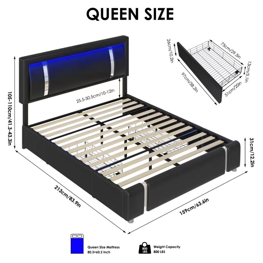 Modernes Queen-Size Polsterbet – Canopy Bed Frame Metal Queen Bewertung und Preis